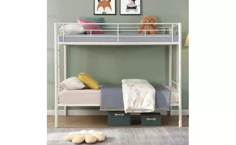 Bellemave Twin Over Twin Bunk Bed with and 2 Side Ladders, and Full Length Guardrail, Convertible Bunk Bed for Kids, Teens, White
