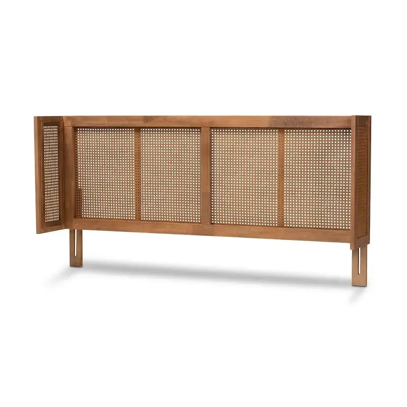 Carson Carrington Dagas Wraparound Curved Wood and Rattan Headboard