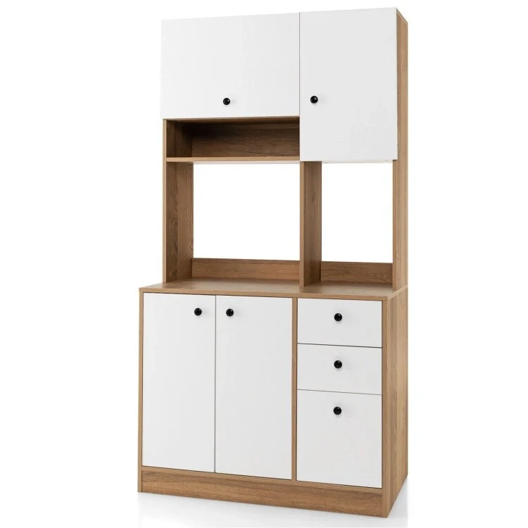 71-Inch Kitchen Pantry Cabinet with 3 Cabinets and 3 Drawers