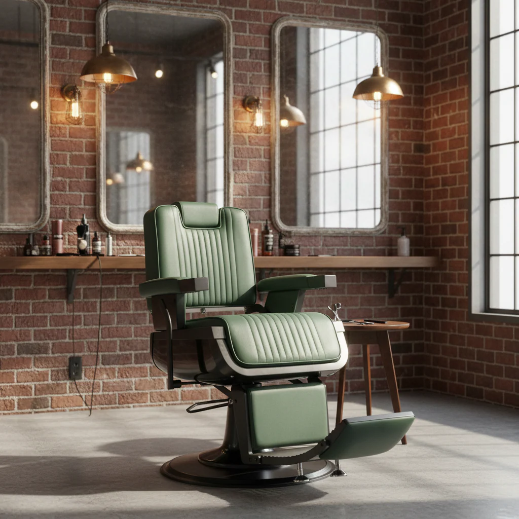 Green Heavy-Duty Reclining Barber Chair