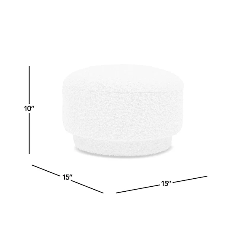 Cream Faux Sherpa Mushroom-Shaped Footstool Ottoman