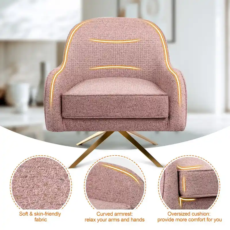 Swivel Club Chair PU Leather Leisure Armchair Upholstered Accent Chair