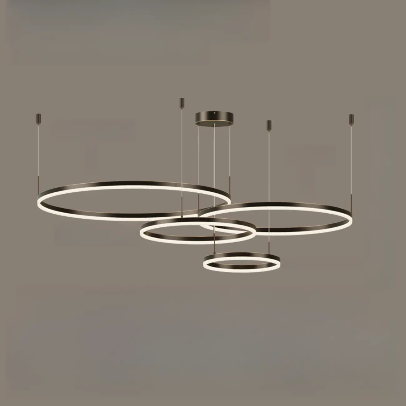 Modern Gold Multi-Circle Tiered Metal Ring LED Chandelier
