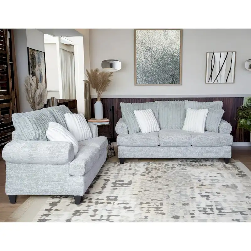 Roundhill Oasis 2-Piece Living Room Set, Sofa and Loveseat