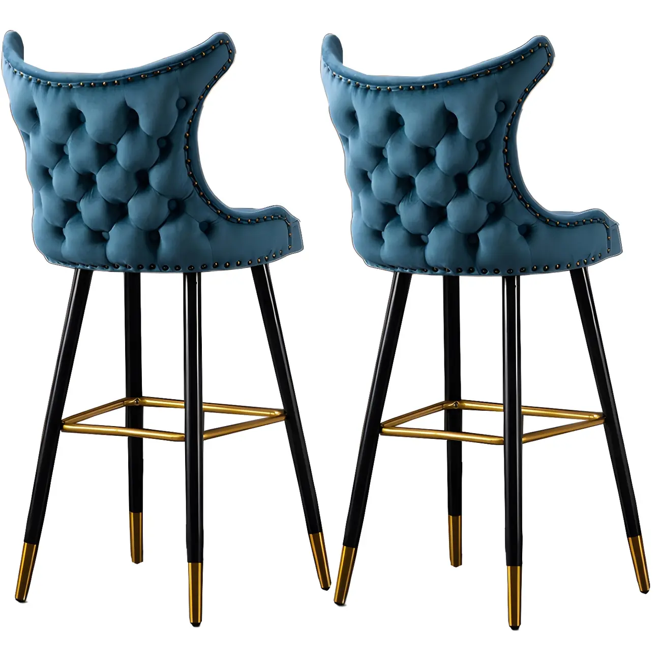Velvet Upholstered Wingback Counter Height Bar Stools
