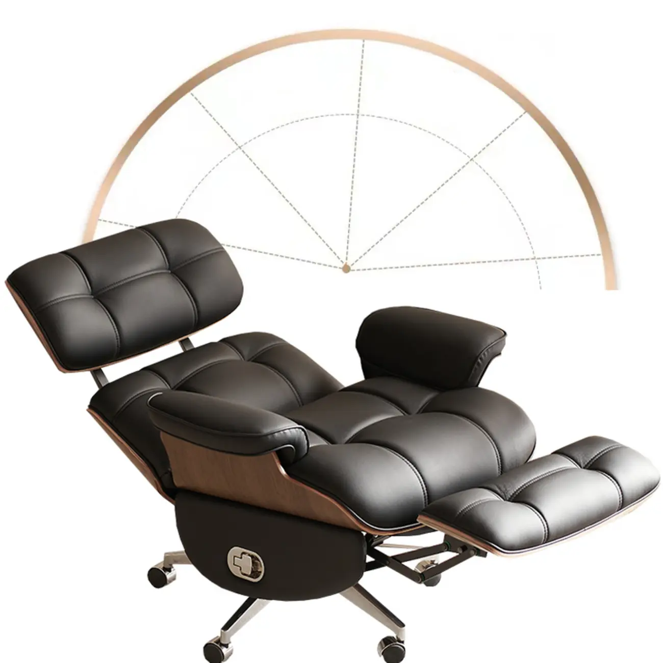 Tufted Brown Leather Recliner Massage Swivel Ergonomic Chair