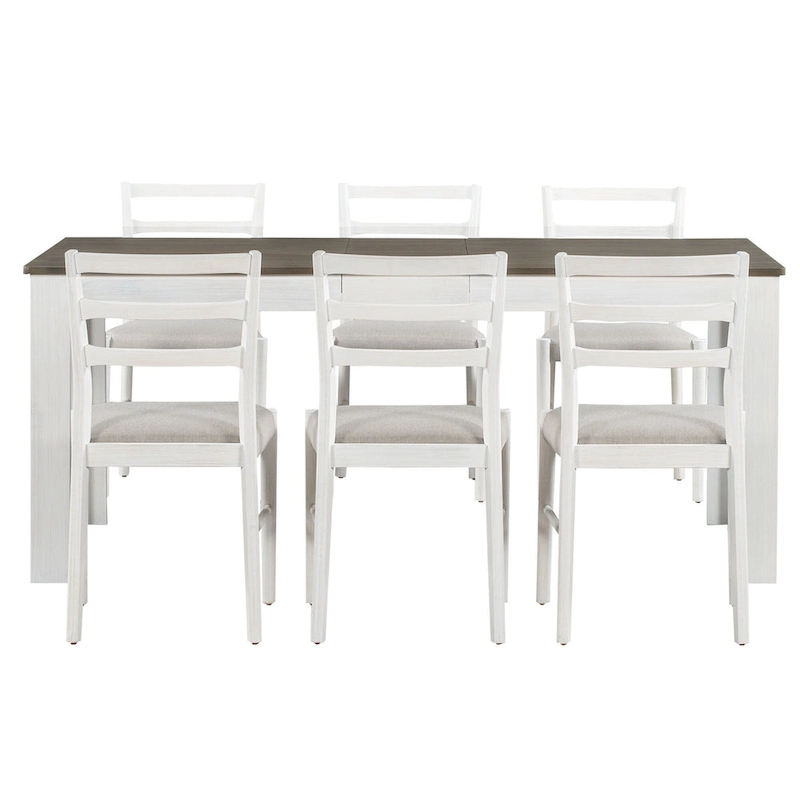 7-Piece Wooden Dining Table Set with 12 Leaf