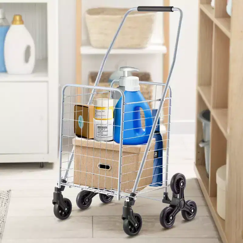 VEVOR Grocery Shopping Cart, 45L Stair Climbing Shopping Cart with 360 Rolling Swivel Wheels, Stair Climber Utility Cart with Tri-Wheels