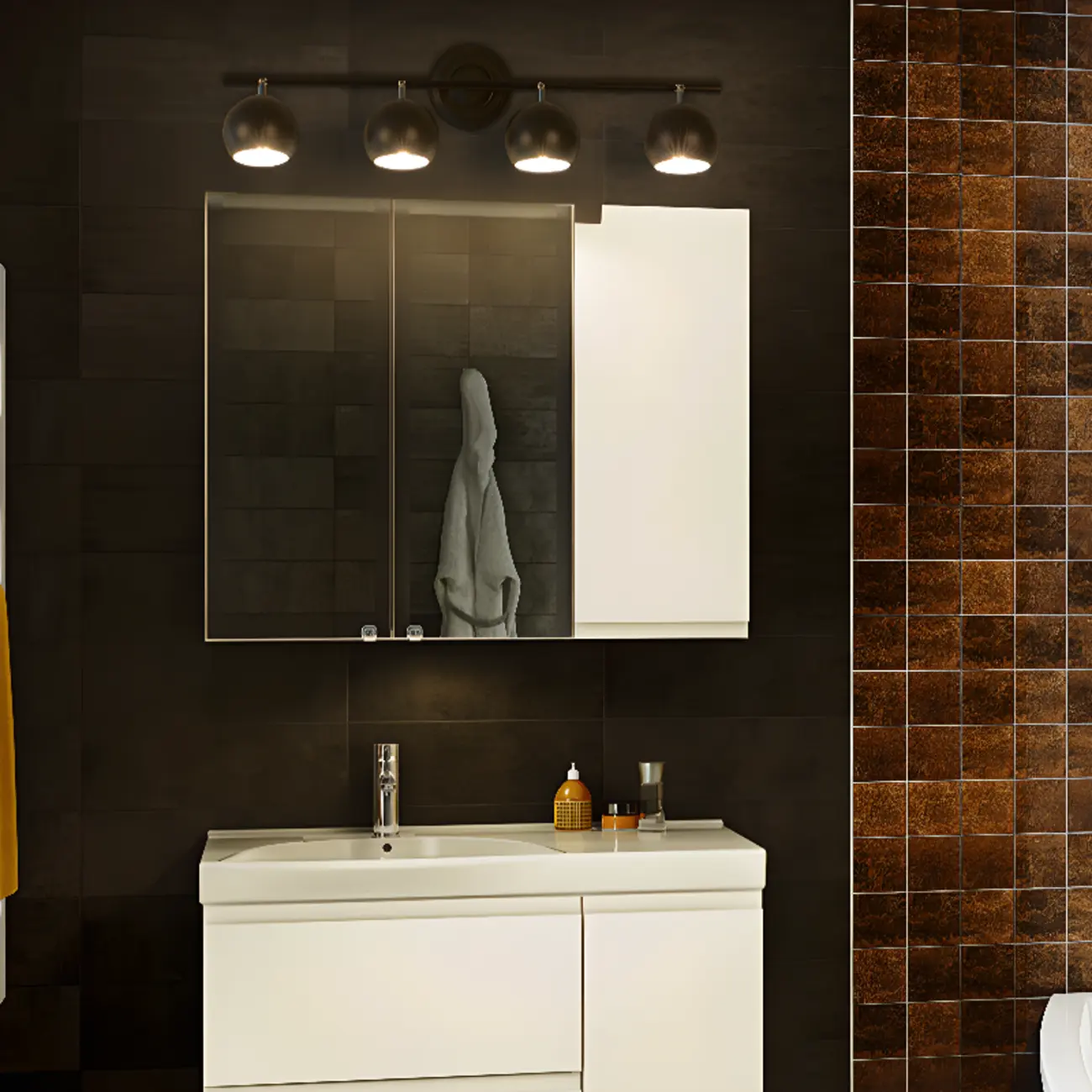 Adjustable Modern Linear Iron Globe Track Wall Sconce