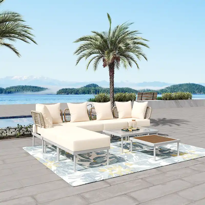 8-Piece Patio Sectional Sofa Set with Coffee Table
