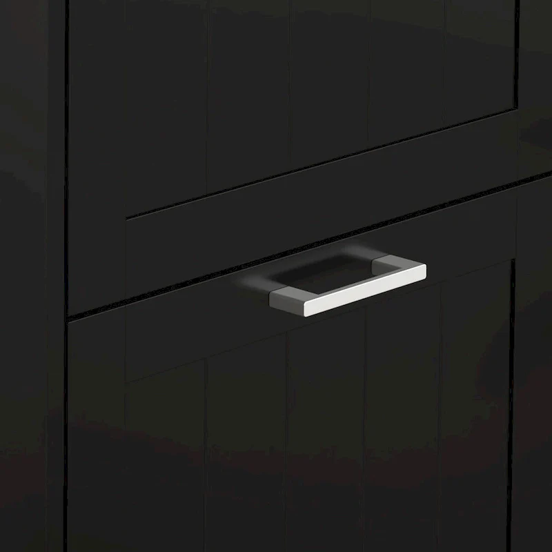 Black Shoe Cabinet with 3 Flip Drawers - 15 Pair Capacity