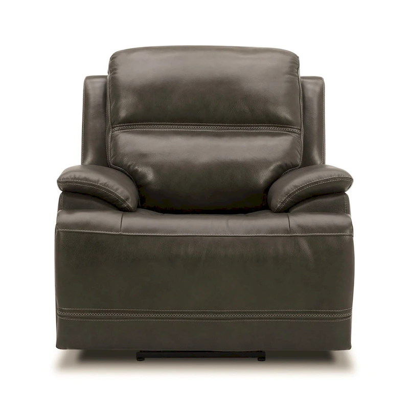 Bentley Leather Power Recliner - Graphite Grey Upholstered Arm Chair