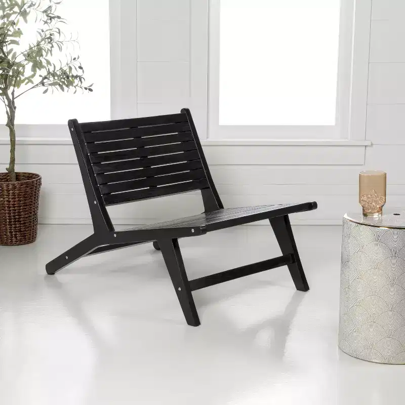 JONATHAN Y Leo Mid-Century Modern Wood Armless Outdoor Patio Chair