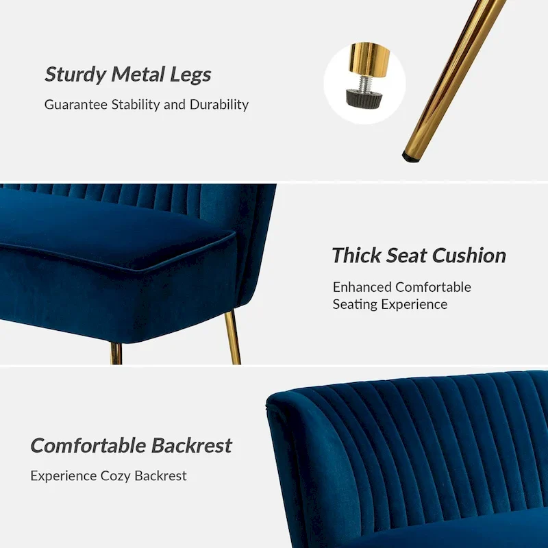 Delicia 3 Piece High-Quality Velvet Fabric Living Room Set with Sturdy Legs