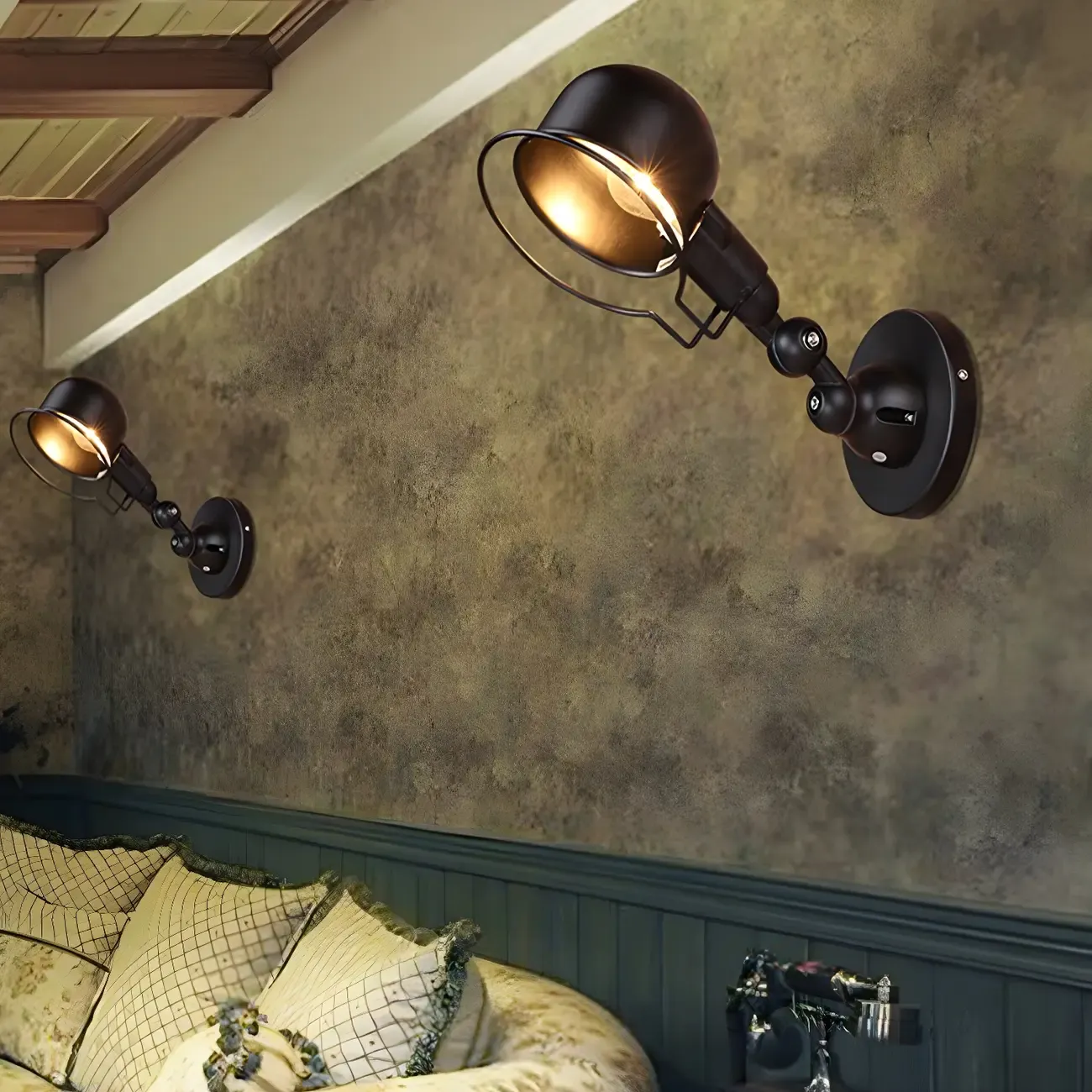 Industrial Black Dome 12“ Adjustable Arm Wall Sconce