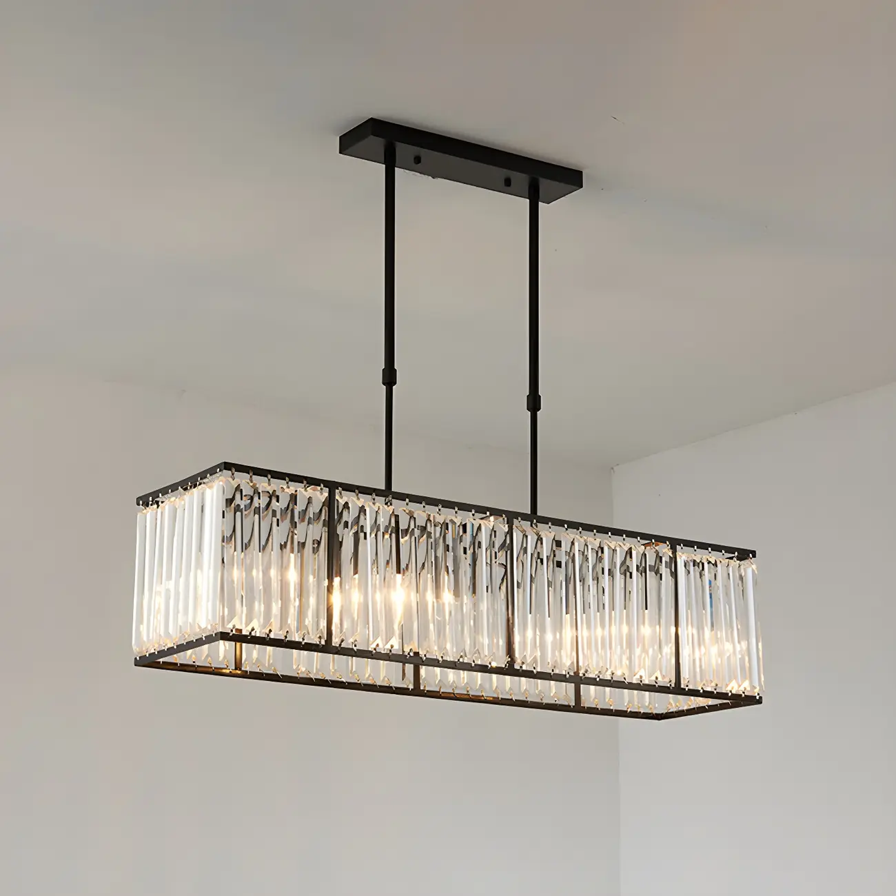 Luxury Crystal Gold Rectangle Island Pendant Light