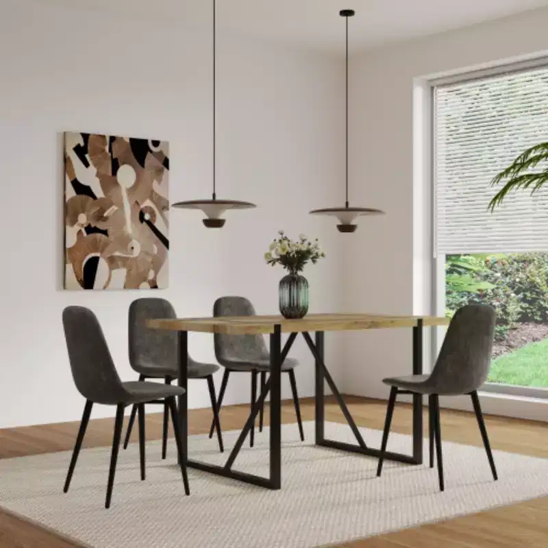 4-Pack Modern Suede Upholstered Spoon-Shape Dining Chairs for Kitchen/Dining Room