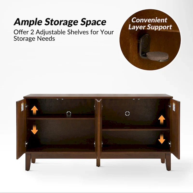 Ofelia Mid-century 60 Wide Geometric Patterned Sideboard with Adjustable Shelves by HULALA HOME