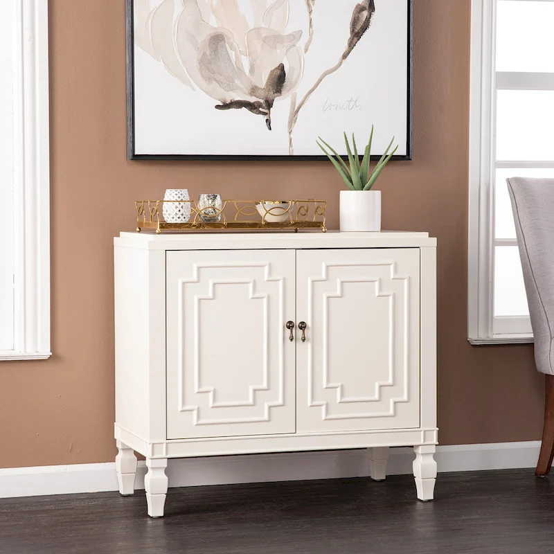 SEI Furniture Taborley Antique White Double-Door Accent Cabinet