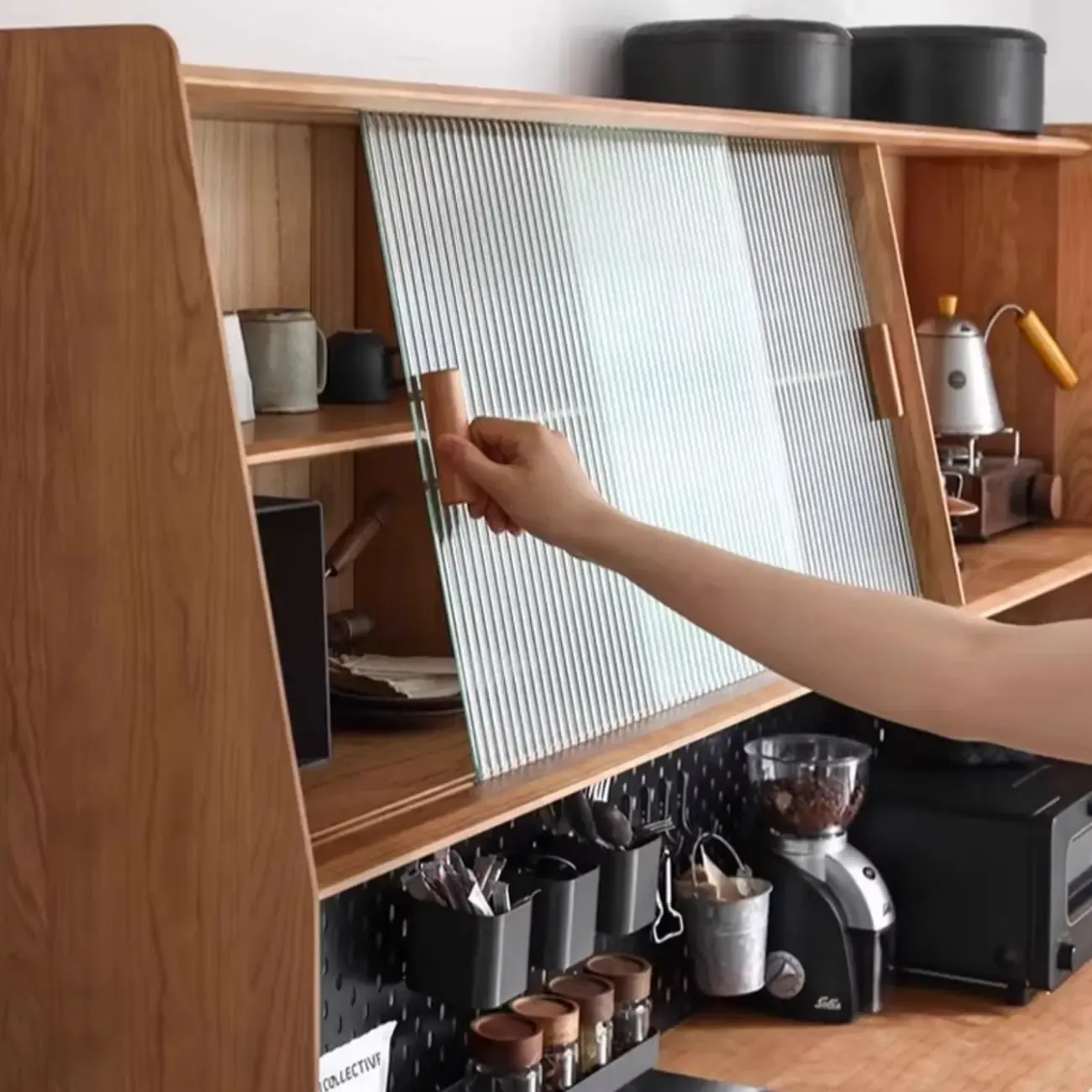 Modern Natural Wood Buffet Cabinet with Cabinets