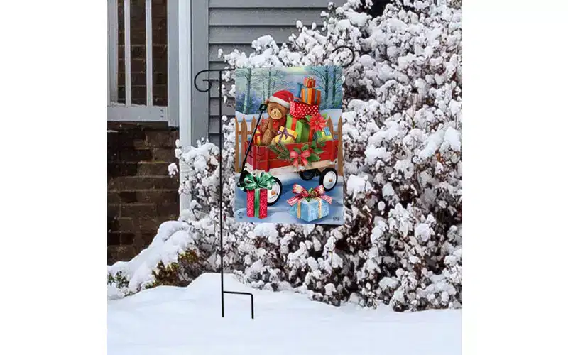 Briarwood Lane Christmas Wagon Garden Flag Holiday Gifts Teddy Be