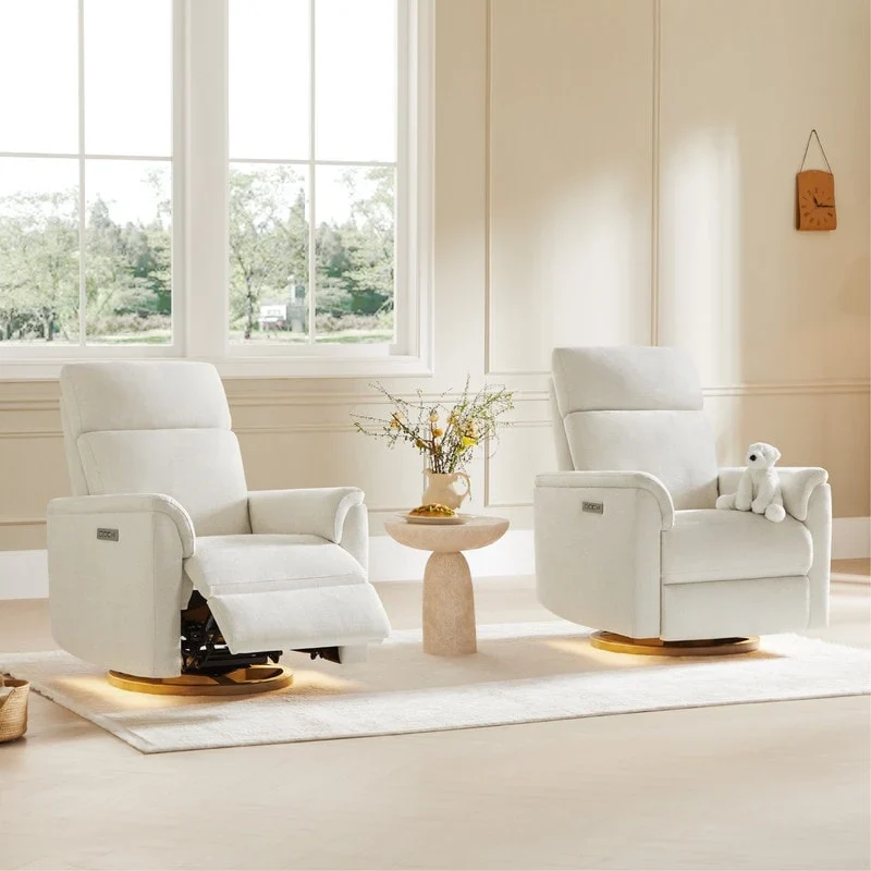 Power Swivel Nursery Recliner Chair with Nightlight