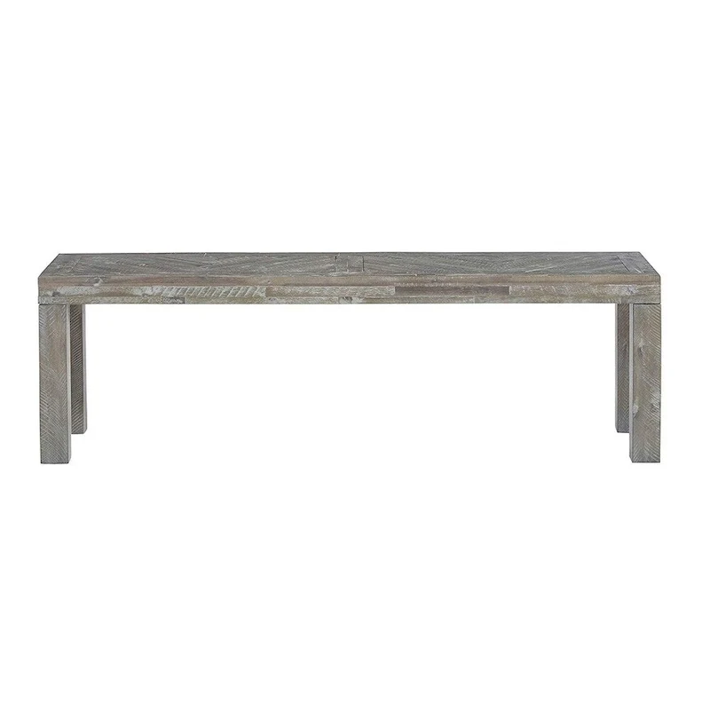 Acacia Wood Bench with Distinctive Herringbone Inlay Design, Brown