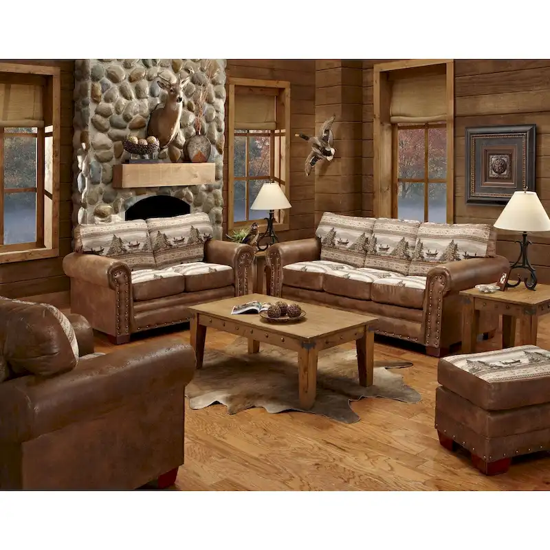 Brown 4-Piece Living Room Sleeper Set (Seats 5–6)