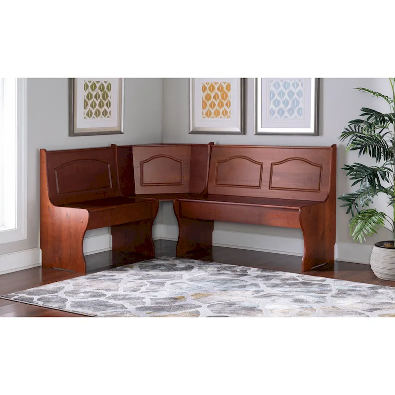 Linon Riki Corner Bench Dark Brown