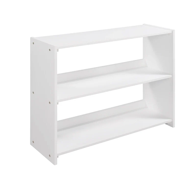 Twin Low Loft Bed with Storage Cabinets, Shelves & Ladder – White / Gray / Espresso, Pine Wood, Single