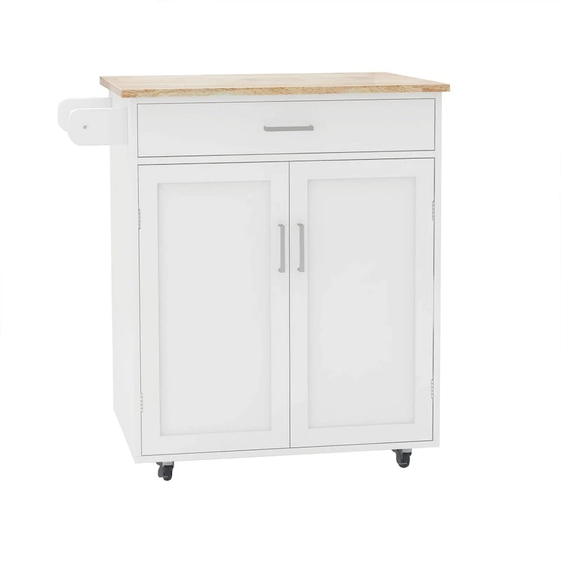 Kitchen Island Rolling Trolley Cart with Adjustable Shelves and Towel Rack - 32.68L * 17.72W * 36.02H