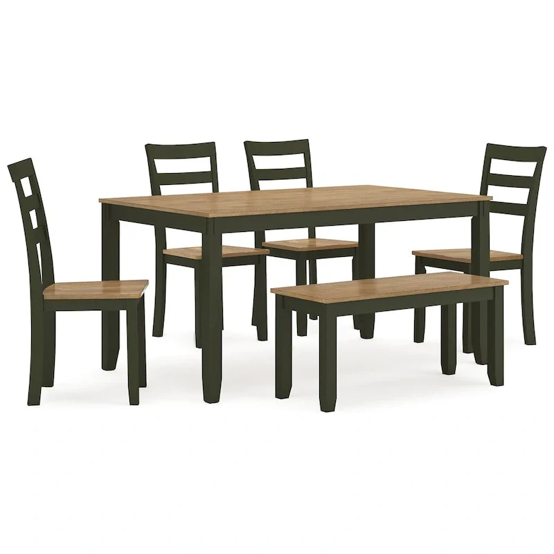 Signature Design by Ashley Gesthaven Dining Table with 4 Chairs and Bench (Set of 6)