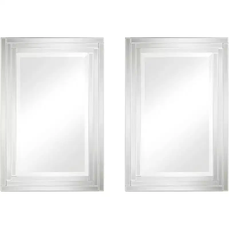 Uttermost Vedi Stepped Glass 24 3/4 x 36 3/4 Wall Mirrors Set of 2