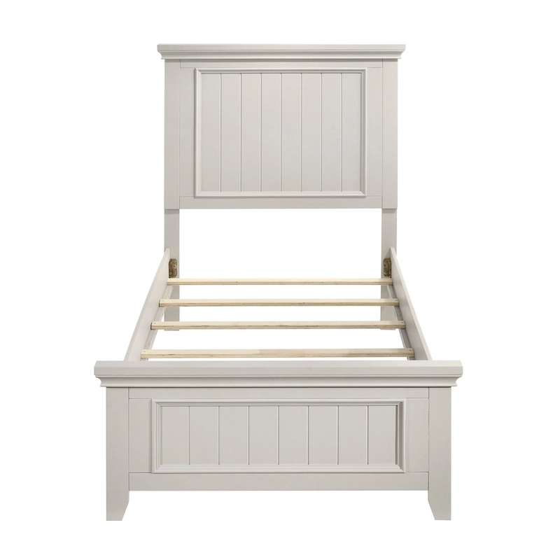 Off White Finish Wooden Panel Bed 1pc