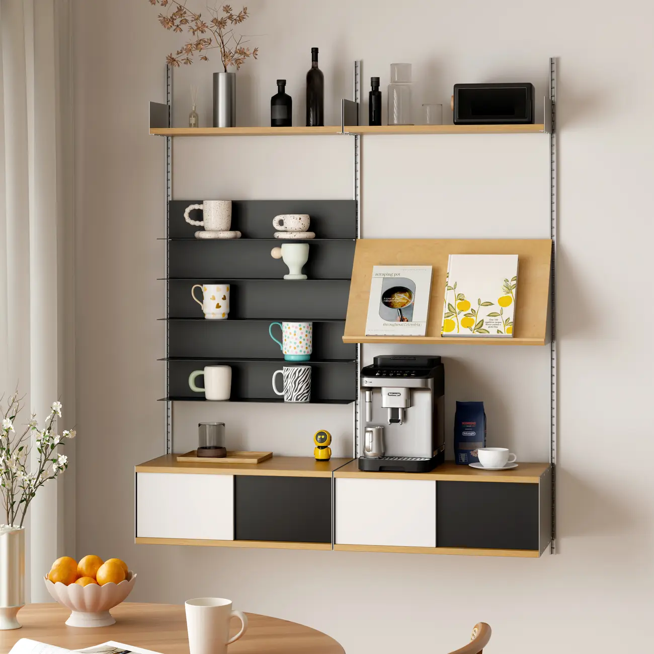 Modern Wall Mounted Display Floating Bookshelf With Storages