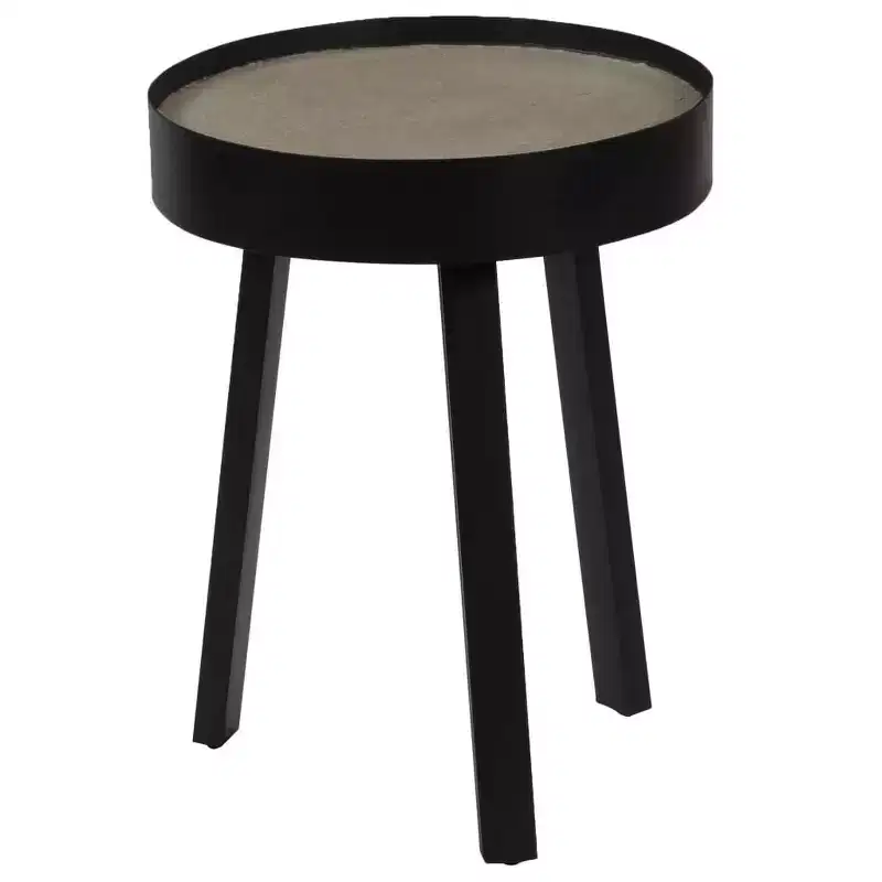 vidaXL Coffee Table Round End Table Living Room Sofa Table with Concrete Top - 15.7 x 21.7