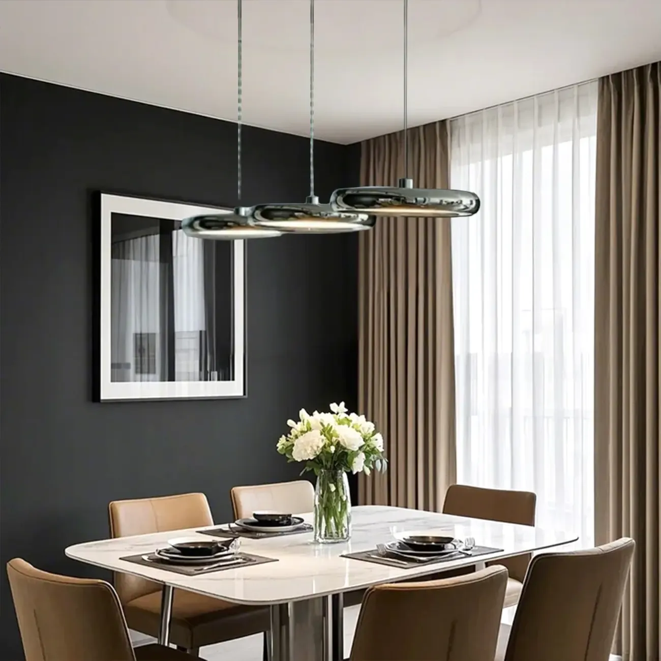 3 Light Metal Round Shape Modern Island Pendant Light