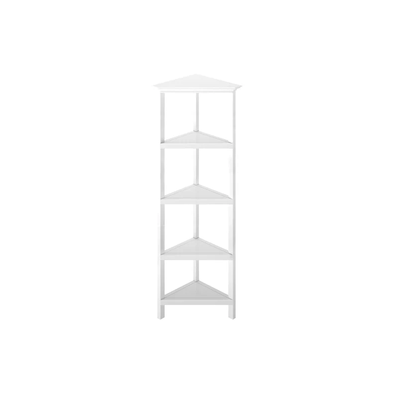 White Corner Bookcase with 4 Shelves, 1-Person
