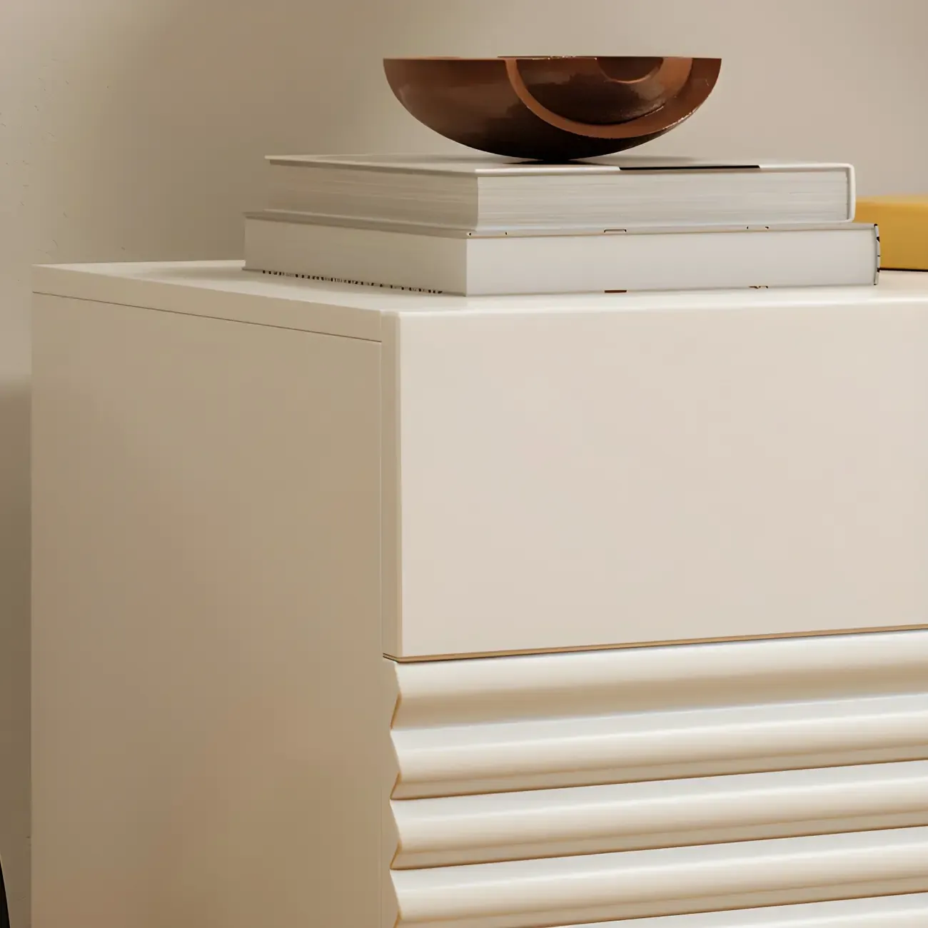 Narrow Cubic 2-Drawer Wood Small Bedside Table