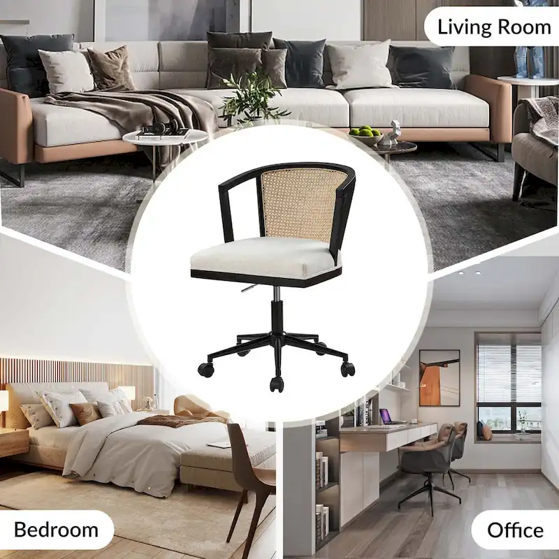Modern Rattan Swivel Height Adjustment Office Chair