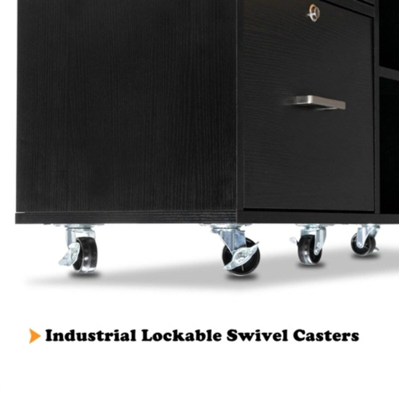 Black Wood Grain 4-drawers Wooden File Cabinet