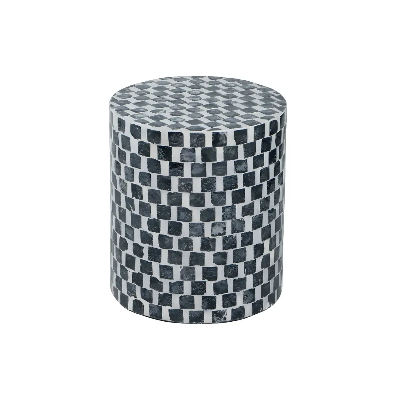 Tropical Mosaic Wooden Round Side Table