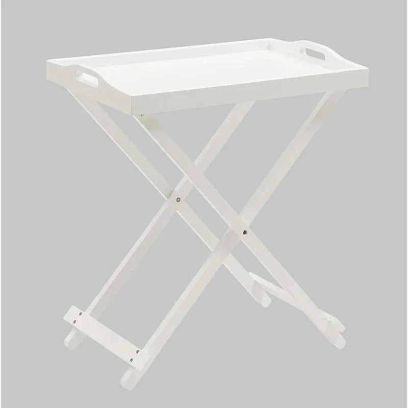 Black Folding Tray Table with Wood Legs