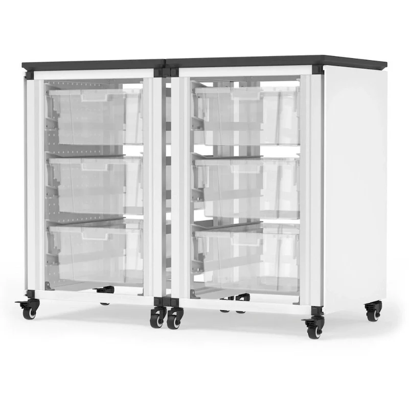 White / Black Modular Storage Cabinet – 6-Bin, 2-Module