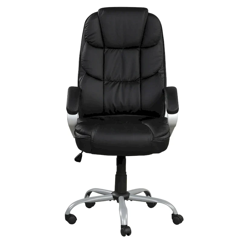 Mid-Back Ergonomic Office Chair - Black Faux Leather