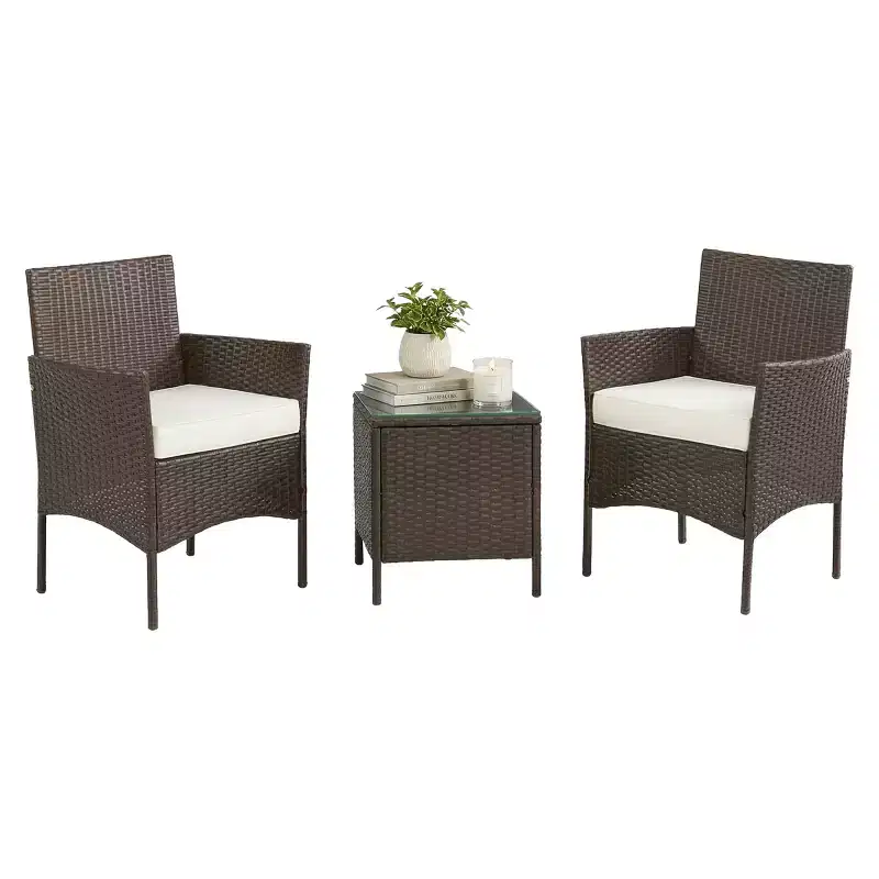Lavish Home 3PC Outdoor Patio Furniture Set, Brown