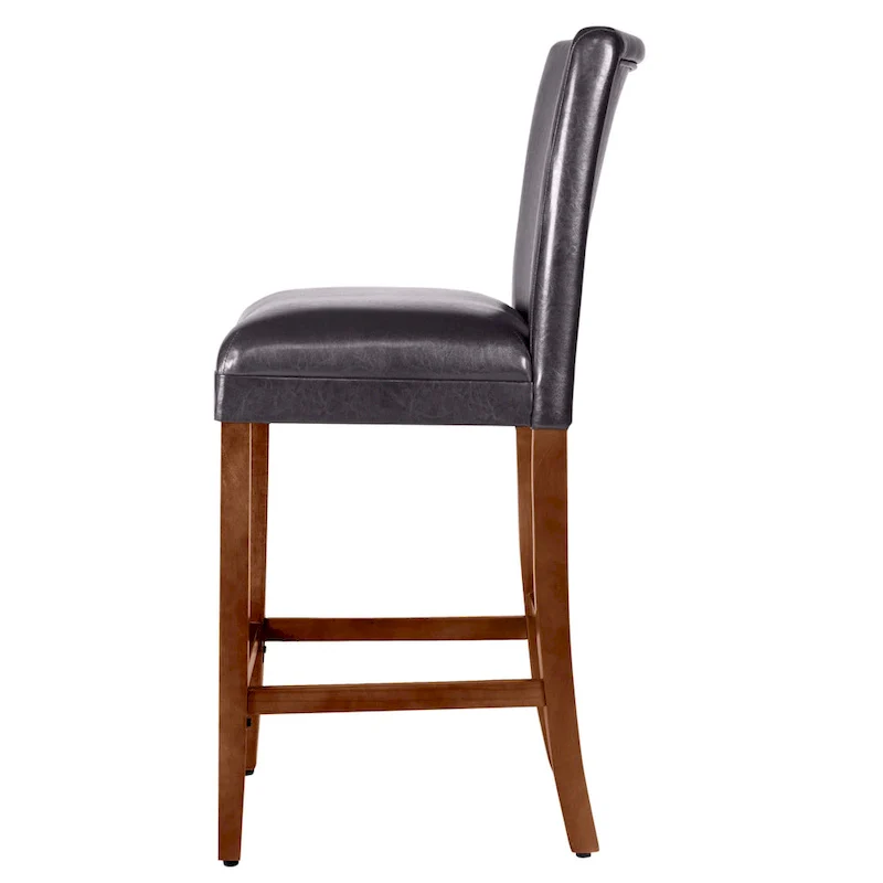 29-inch Luxury Brown Faux Leather Barstool