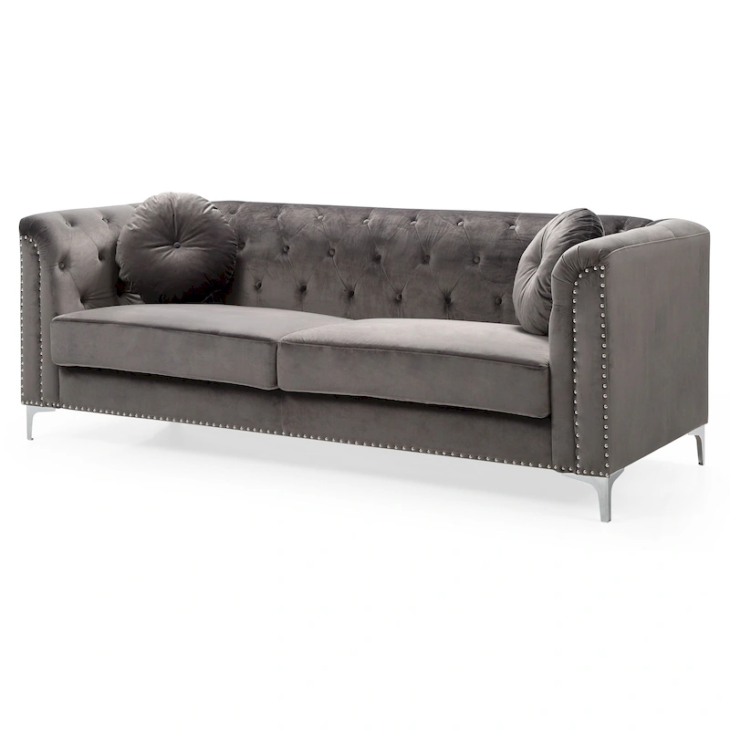 Pompano Velvet Button Tufted Sofa
