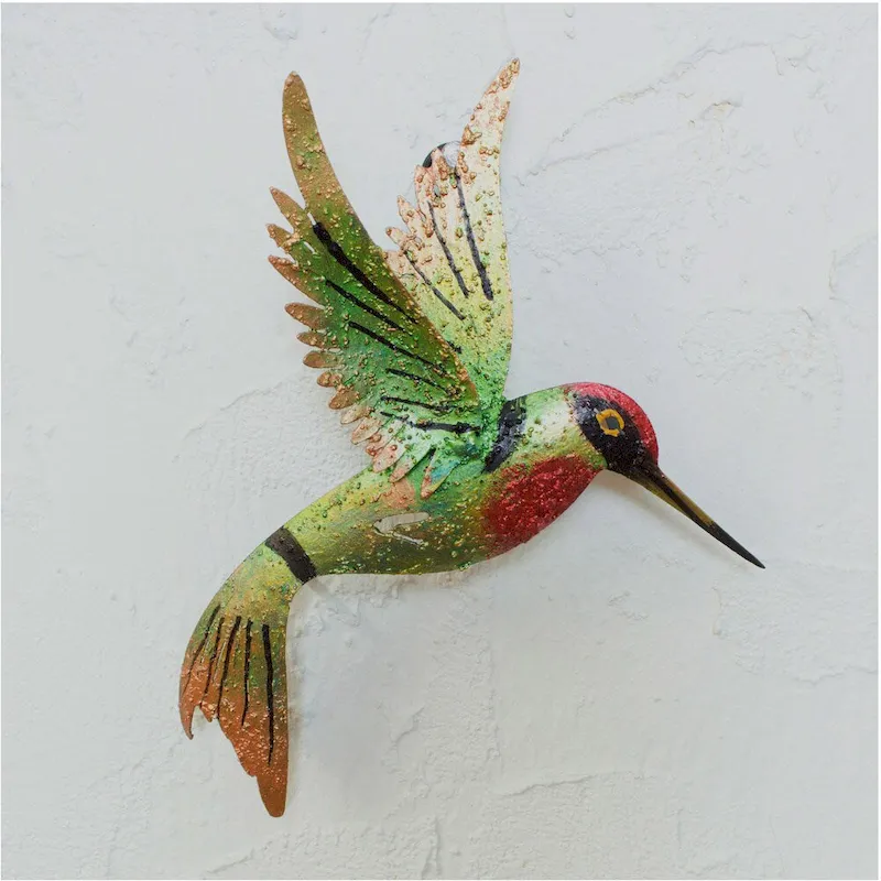 Little Emerald Indoor Outdoor Patio Garden Decorator Accent Red Green Yellow Painted Iron Metal Wall