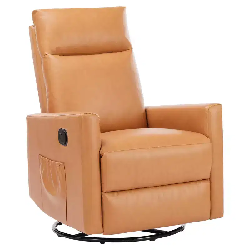 TUYOHW Swivel Recliner Chair,Glider Nursery Chair with Extra Large Footrest,High Back,Deep Seat,Brown Accent Chair for Living Room,Nursery,Bedroom